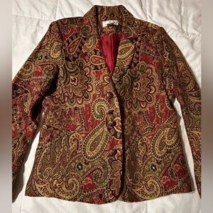 Vintage Erin London Tapestry Jacket Blazer Floral Paisley Button Pockets Medium